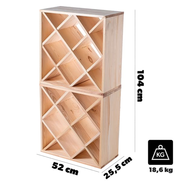 KADAX Vinställ i trä, 48 flaskor, alkoholskåp, 104 cm, set om 2