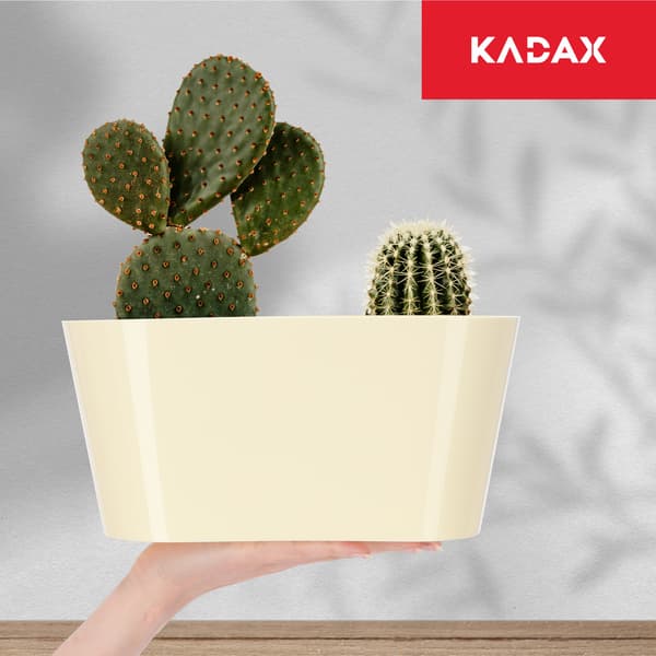 KADAX Urtepotte, Urtepotte, Plastlåg, 27 cm, Blomsterfod, Balkon, Creme