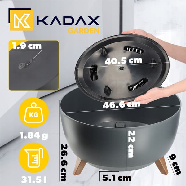 KADAX Urtepotte 47 cm Låg + Indsatsben Antracit