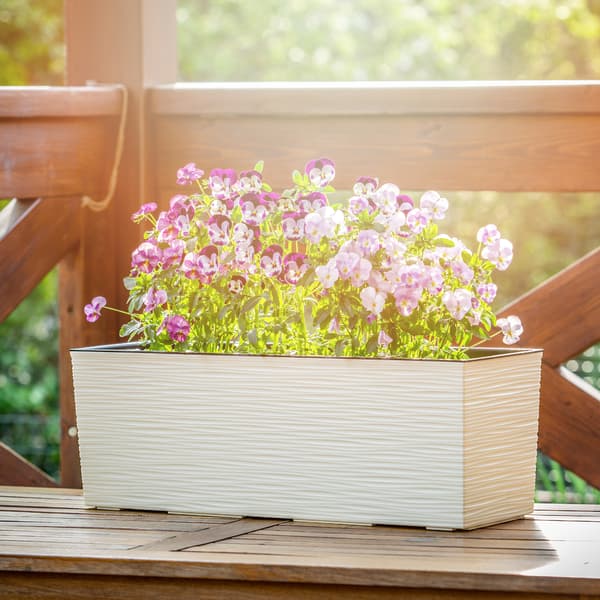 KADAX Urtepotte Balkonkasse med Indsats Blomsterstativ til Balustrade 19x56cm