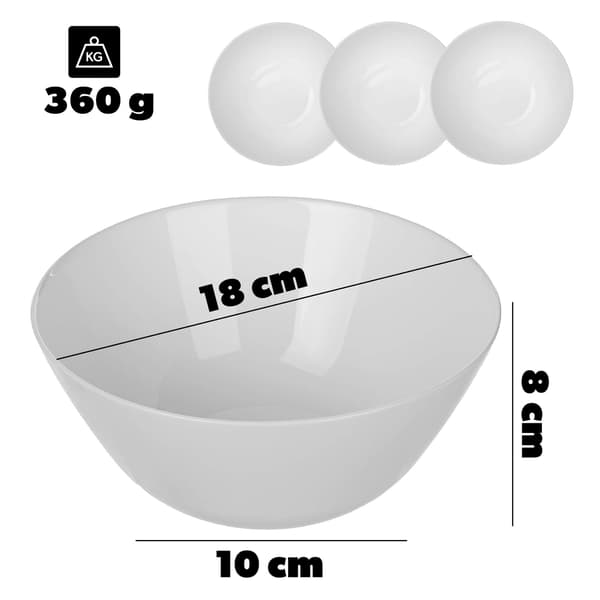 KADAX salatskål 18 cm glasskåle til suppe og snacks sæt hvid 3 stk.