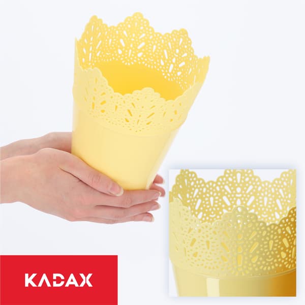 KADAX Blomkruka, Blomkruka, Lock, Hög Plastblomkruka, 14,5 cm, Gul