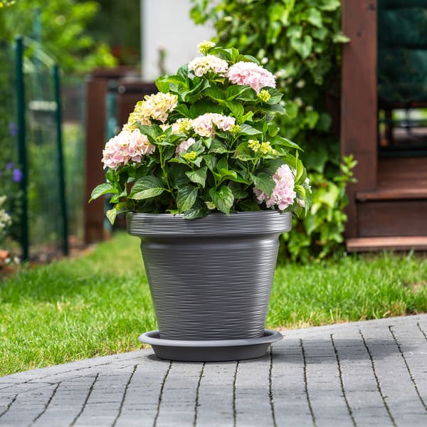 KADAX Urtepotte Havepotte til Blomster Låg med Stativ Stor Grå 39cm
