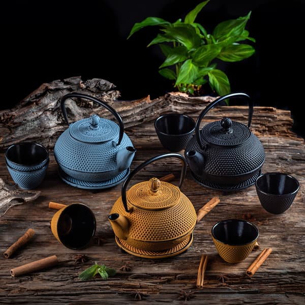 KADAX urtete-infuser støbejerns tekande 850ml kande + 2 kopper sort