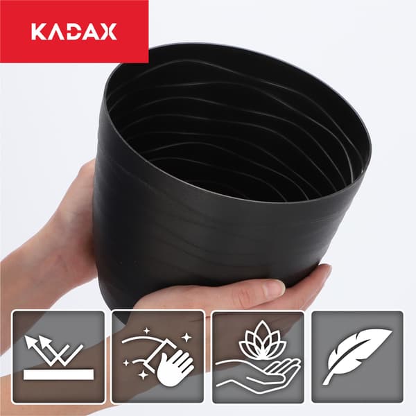 KADAX Urtepotte Plastikpotte til Blomster og Planter Sort Rund 19 cm