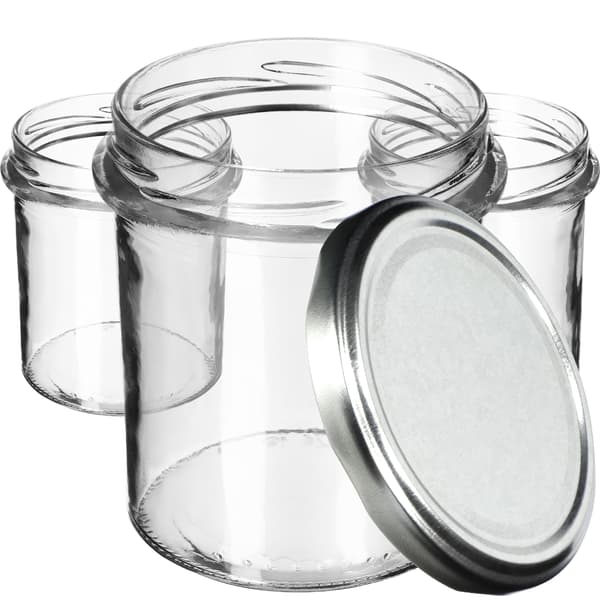 KADAX Avila muurauspurkit 350ml 50kpl 82mm + hopeanväriset kannet