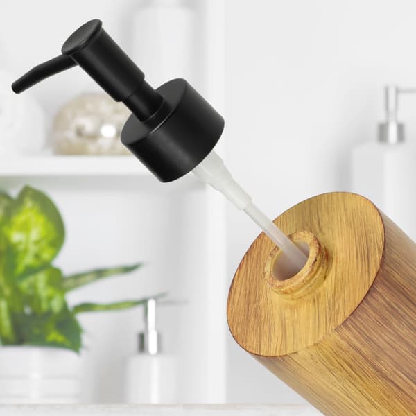KADAX sæbedispenser til flydende sæbe, flydende beholder 350 ml, træimitation