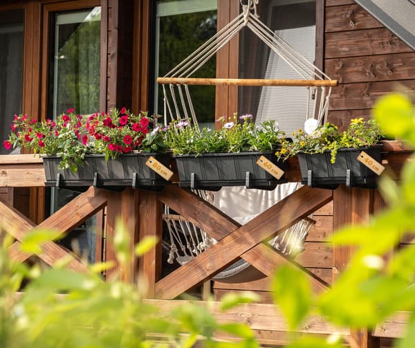 KADAX Balkonkasse 40 cm Urtepotte Urtepottestativ Balkon Blomsterstativ