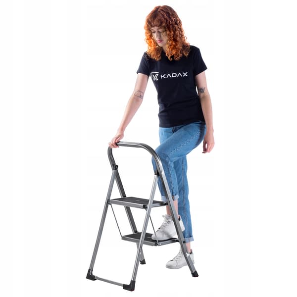 KADAX Husholdningsstige 2 Trins Foldbar Stålstige 150kg Solid