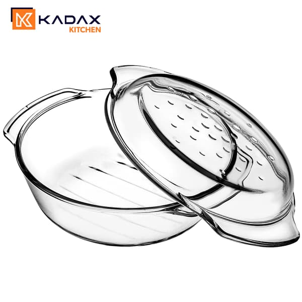 KADAX Liten ugnssäker form med lock 2,4 l rund glas