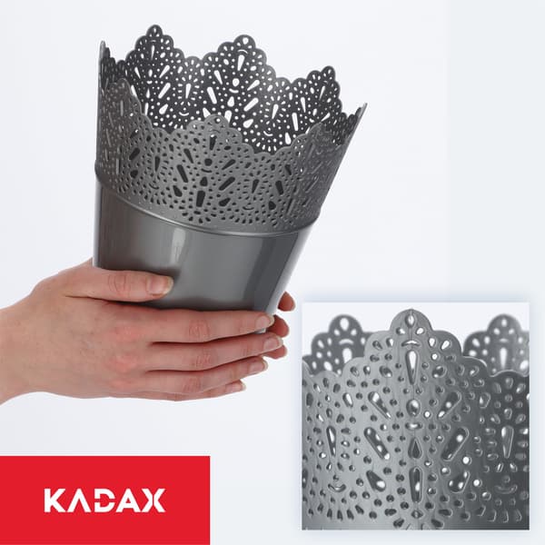 KADAX Urtepotte, Urtepotte, Låg, Høj, Plast, 16,5 cm, Grå