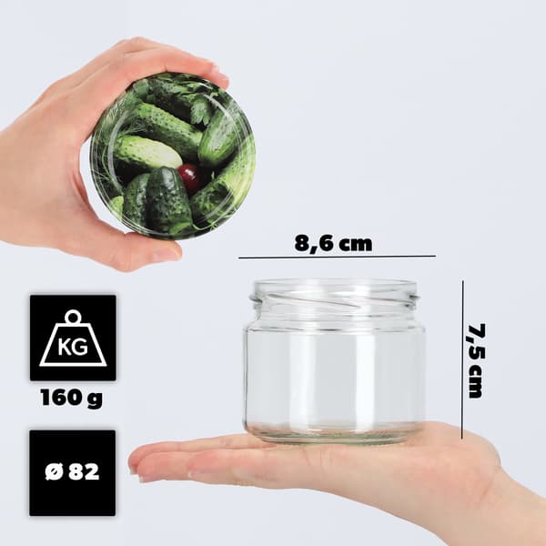 KADAX Sonka purkit 330ml 50kpl 82mm + kannet "Kurkkuja"