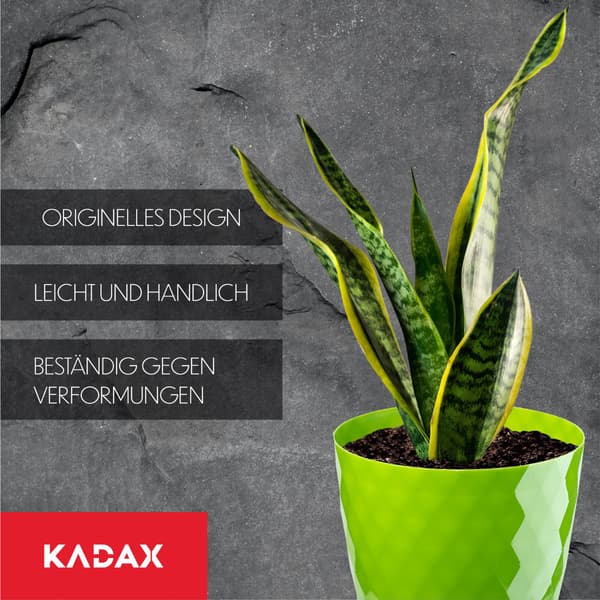 KADAX Urtepotte med Blomsterfod, Rund Låg, Plast, Grøn, 30 cm