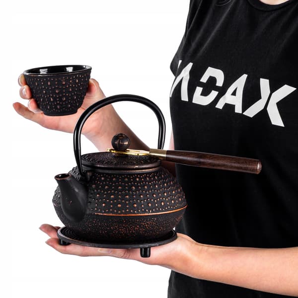 KADAX Svart gjutjärns-tekanna, tekanna, örtte-infuser, 800ml, 4 koppar
