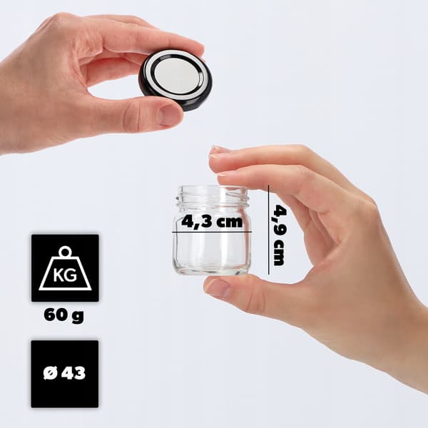 KADAX 10 stk. glaskrukke 40 ml til honning, krydderier, gave + låg