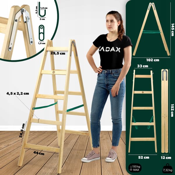 KADAX Målarstege i trä, 2x5 pinnar, stabil, dubbelsidig, 150 kg