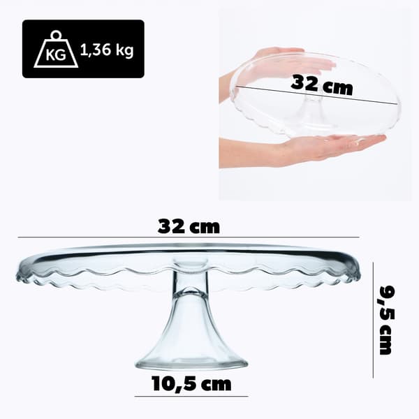 KADAX Tårtfat Glas Fruktfat på Ben 32 cm
