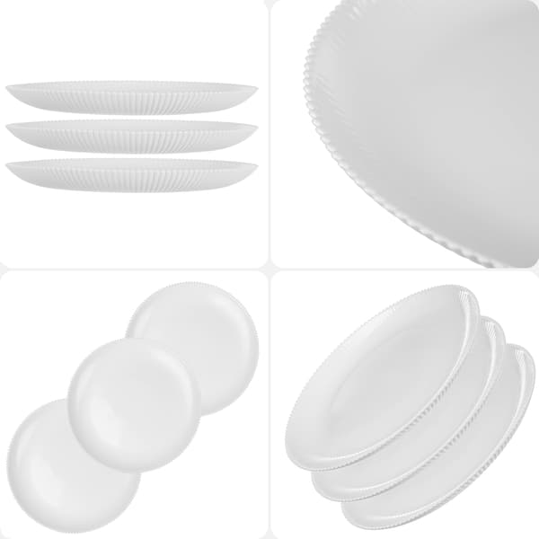 KADAX 3x Middagstallrikar 26,5 cm Stora Glastallriksset Räfflade
