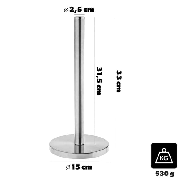 KADAX Ställ för pappershanddukar, stål, silver, kökshanddukar, stabil, 33 cm