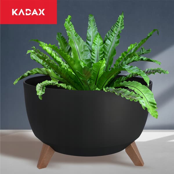 KADAX Urtepotte, Plantekasse, Låg, Blomsterfod, Sort, 40 cm Rund, + Indsats