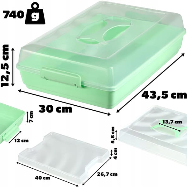 KADAX Rektangulär Plastbehållare för Kakor, Bakverk, Kakask, Stor