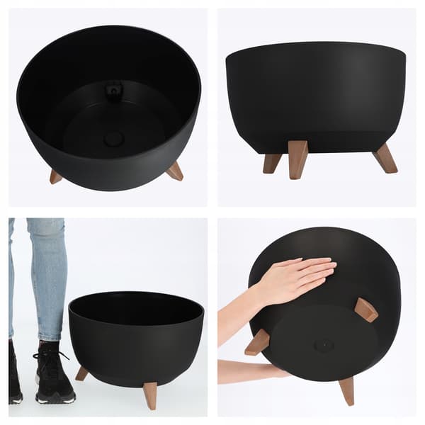 KADAX Blomkruka, Planter, Lock, Blomställ, Svart, 40 cm Rund, + Insats