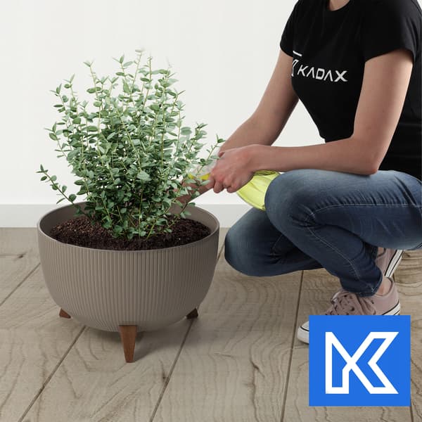 KADAX Urtepotte Havepotte med Ben til Blomster Stor Rund Indsatsskål 40 cm