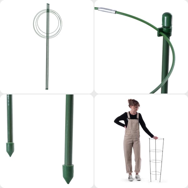 KADAX Ringstøtte til planter og blomster 90 cm metalstøtteringe 3 stk.