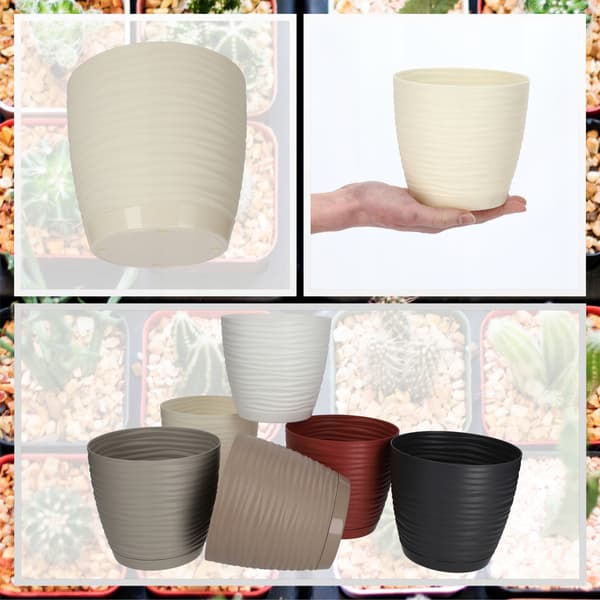 KADAX Blomkruka 13cm Rund Plast Blomkrukaskydd Krämfärgad