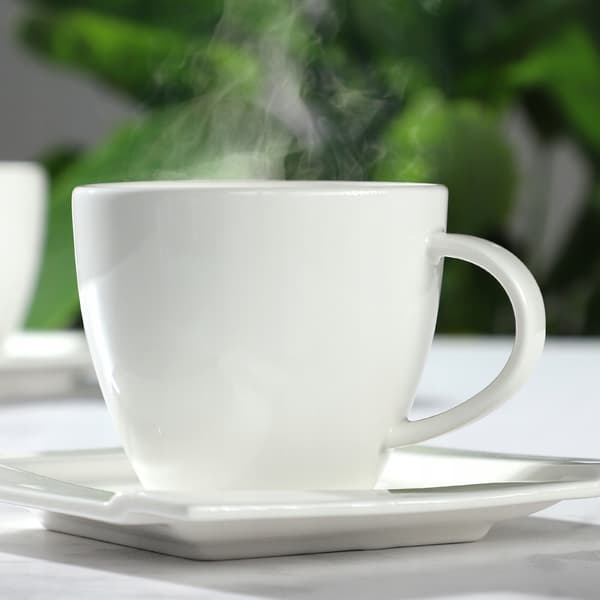 KADAX Hvide Kaffekopper Sæt 6 Kopper 220ml Porcelæn Gave