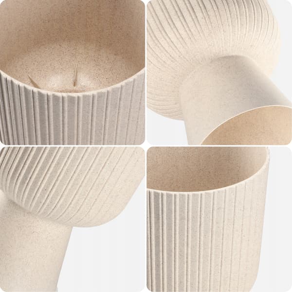KADAX Urtepotte, Urtepotte, Græsplæne, Plastlåg, 14 cm, Blomsterfod, Beige