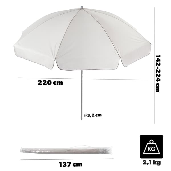KADAX Haveparasol til Balkon Terrasse 220 cm Stor Strand Foldbar + Overtræk
