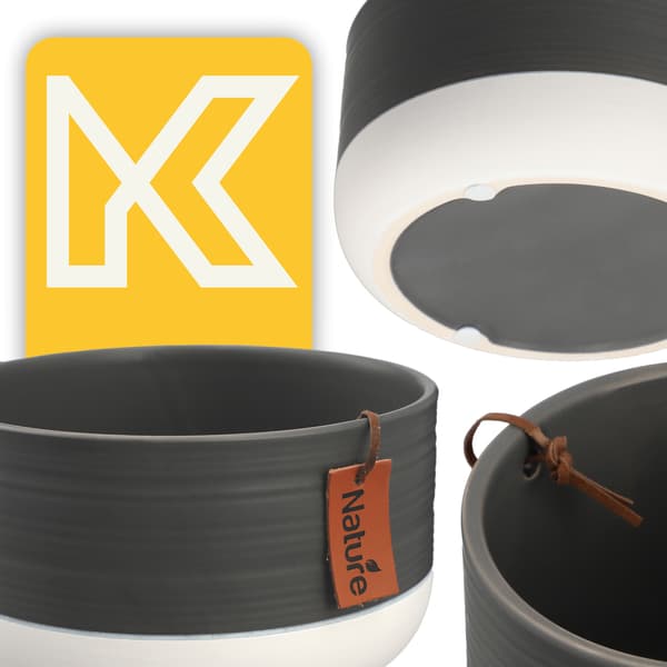 KADAX Keramik Urtepotte, Urtepotte, Rund, 17 cm, Grå