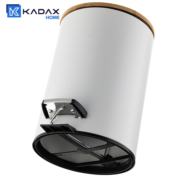 KADAX Liten 3L Badrumsavfallskorg i bambu med pedal, mattvit