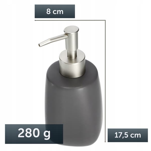 KADAX Tvålpump för flytande tvål, flytande behållare 400 ml, grå keramik