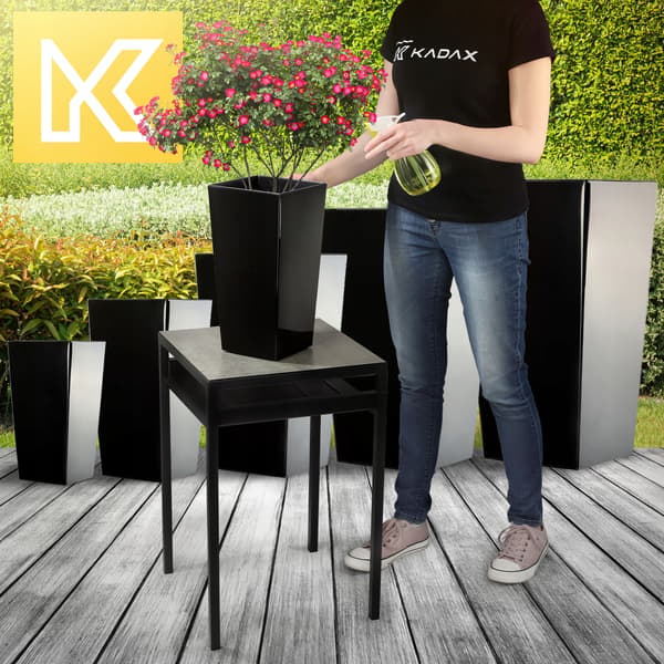 KADAX Urtepotte Havepotte + Indsats 18x36 cm Høj Stor Sort Glans Blomster