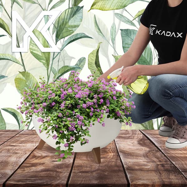 KADAX Urtepotte 47 cm Låg + Indsatsben Blomsterfod Hvid