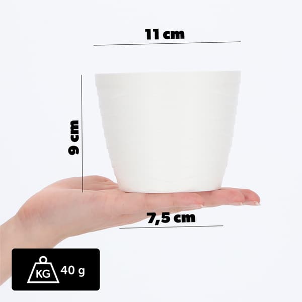 KADAX Urtepotte Plastikpotte til Blomster og Planter Hvid Rund 11 cm