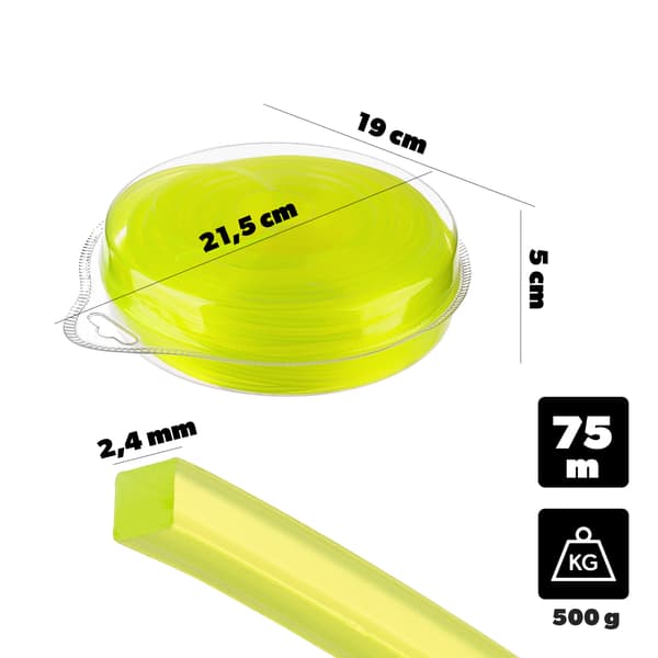 KADAX Żyłka do podkaszarki 75m x 2.4mm square P203