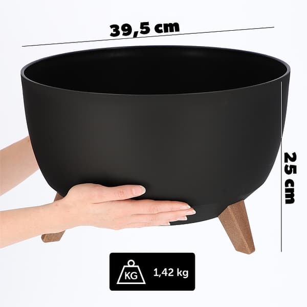 KADAX Blomkruka, Planter, Lock, Blomställ, Svart, 40 cm Rund, + Insats