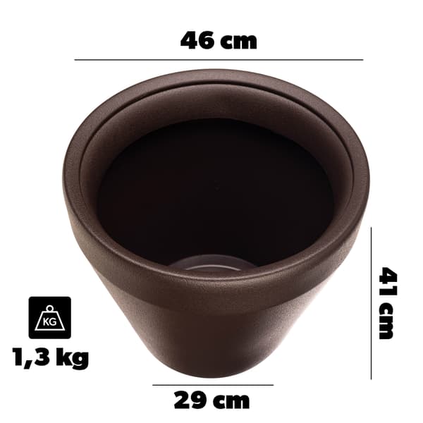 KADAX Stor Rund Urtepotte til Haveterrasse, Brun, 46 cm