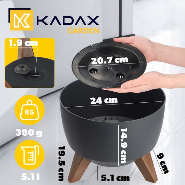 KADAX Urtepotte 24 cm Låg + Indsatsben Antracit