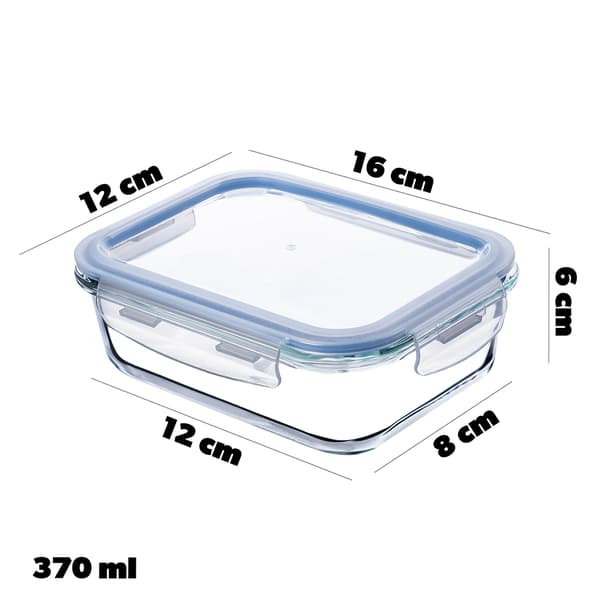 KADAX Glasmatbehållare 370ml med lock Matlåda 4x