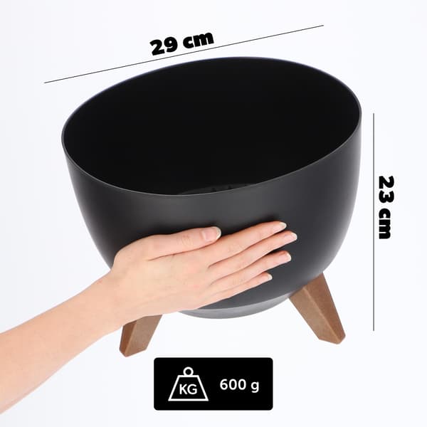 KADAX Urtepotte 29cm med benbetræk og indsats sort