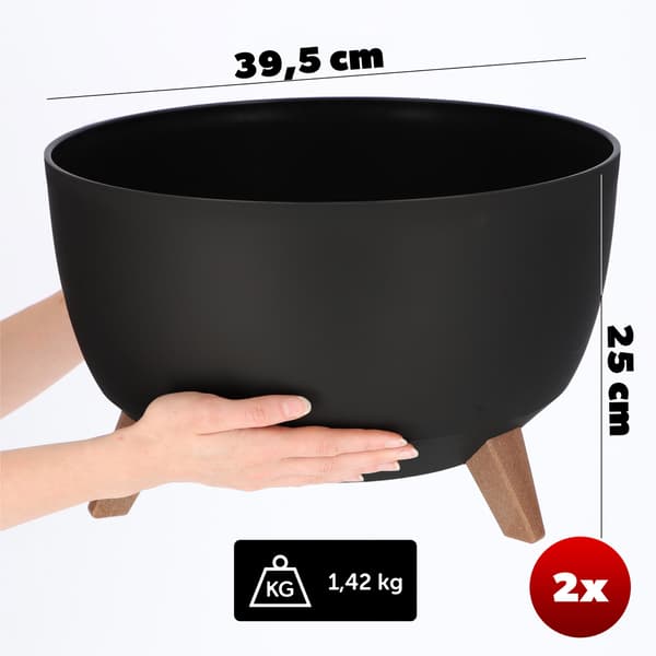 KADAX Urtepotte, Plantekasse, Låg, Ben, Indsats, Urtepotte, 40 cm, Sort, Rund, 2 stk.