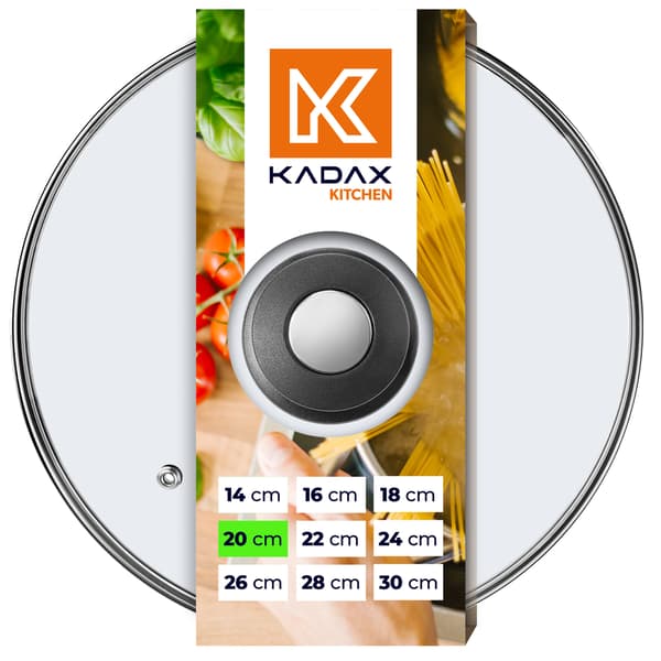 KADAX Glaslåg 20 cm Universal Varmebestandigt Gryde- og Pandedæksel