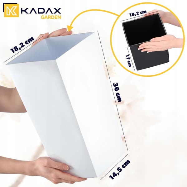 KADAX Blomkruka Trädgårdskruka + Insats 18x36 cm Hög Stor Vit Glansblomma