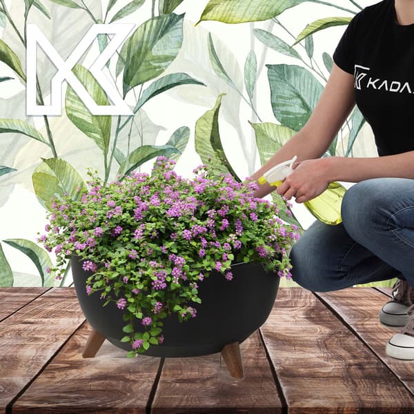 KADAX Urtepotte 47 cm Låg + Indsatsben Blomsterfod Sort