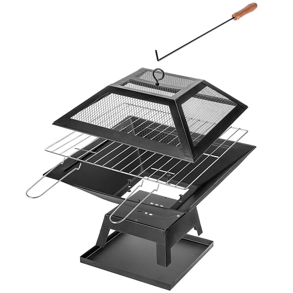 KADAX Havekulgrill, Bålplads, Grill med Ristdæksel, 46 cm