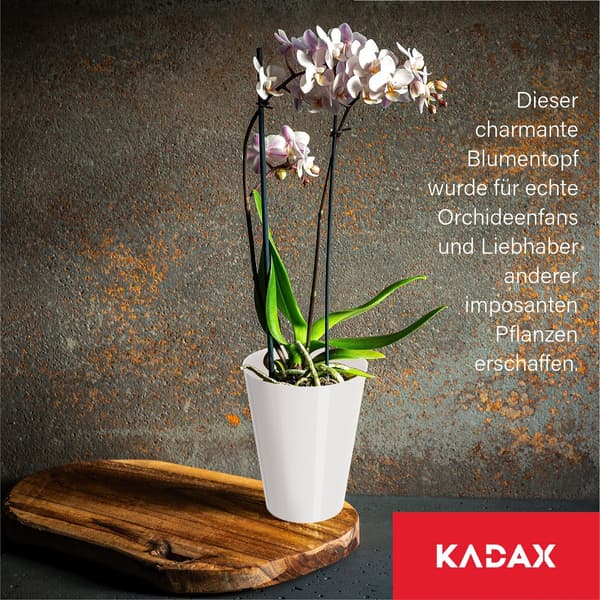KADAX Urtepotte Orkidé Plastik Urtepotte Hvid Massiv 13 cm